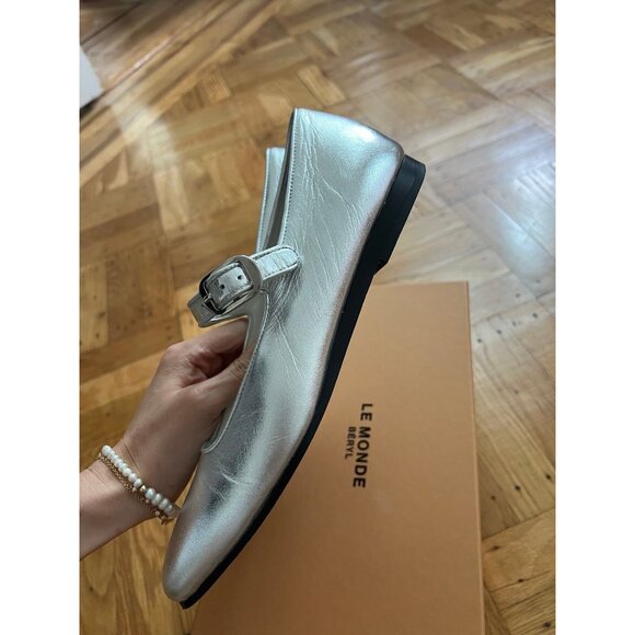Metallic Leather Mary Jane Flats - Picture 7 of 11